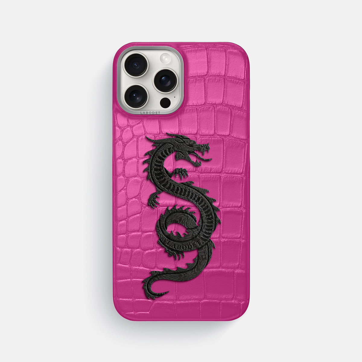 Fuchsia iPhone 16 Pro Max Classic Case Alligator with Steel Metal -1 | Fuchsia-Steel