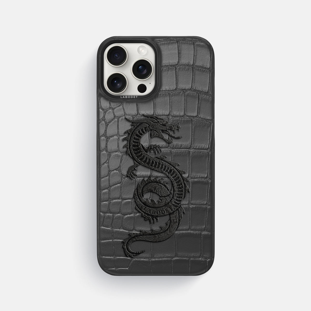 Grey iPhone 16 Pro Max Classic Case Alligator with Black Metal -1 | Grey-Black
