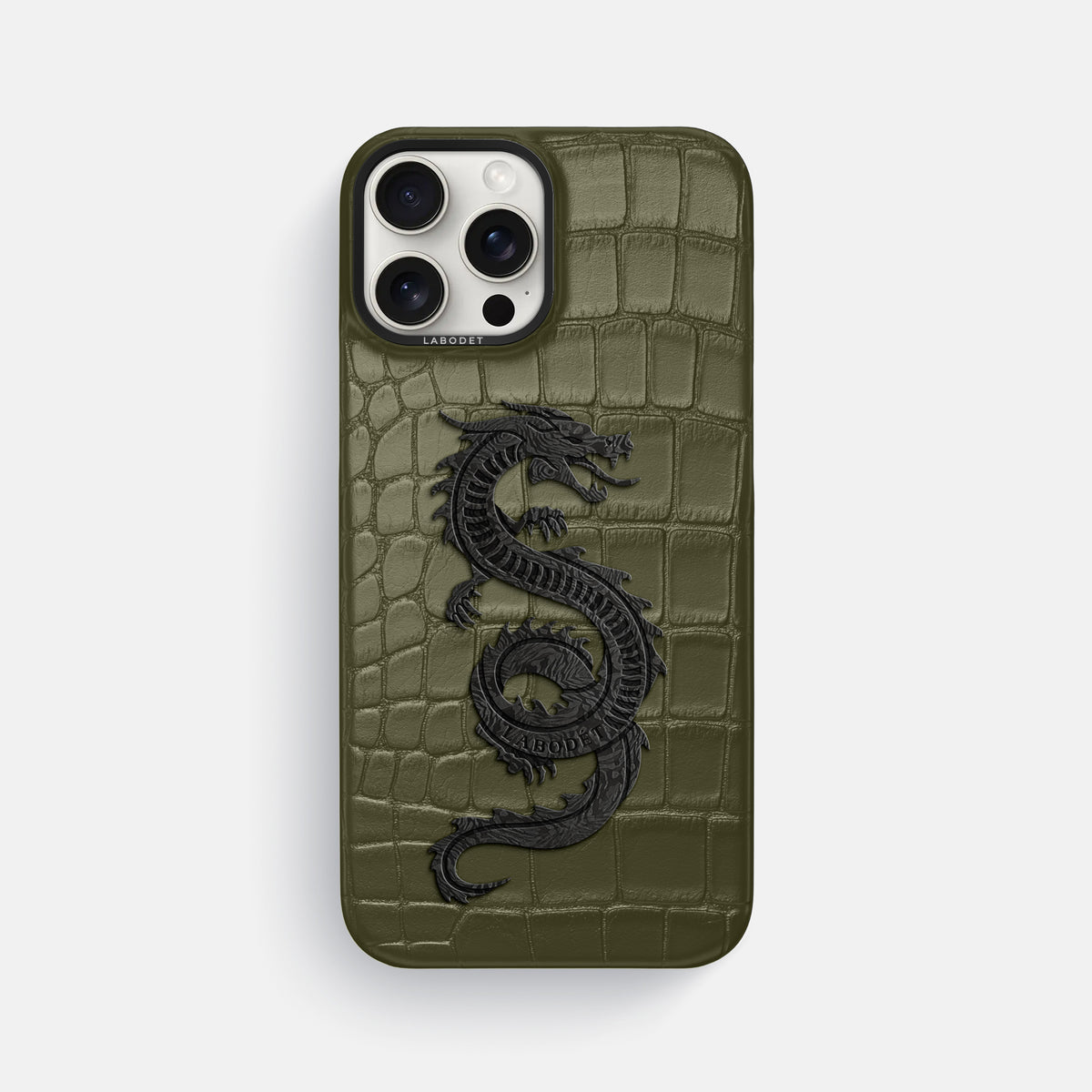 Kaki-Green iPhone 16 Pro Max Classic Case Alligator with Black Metal -1 | Kaki-Green-Black