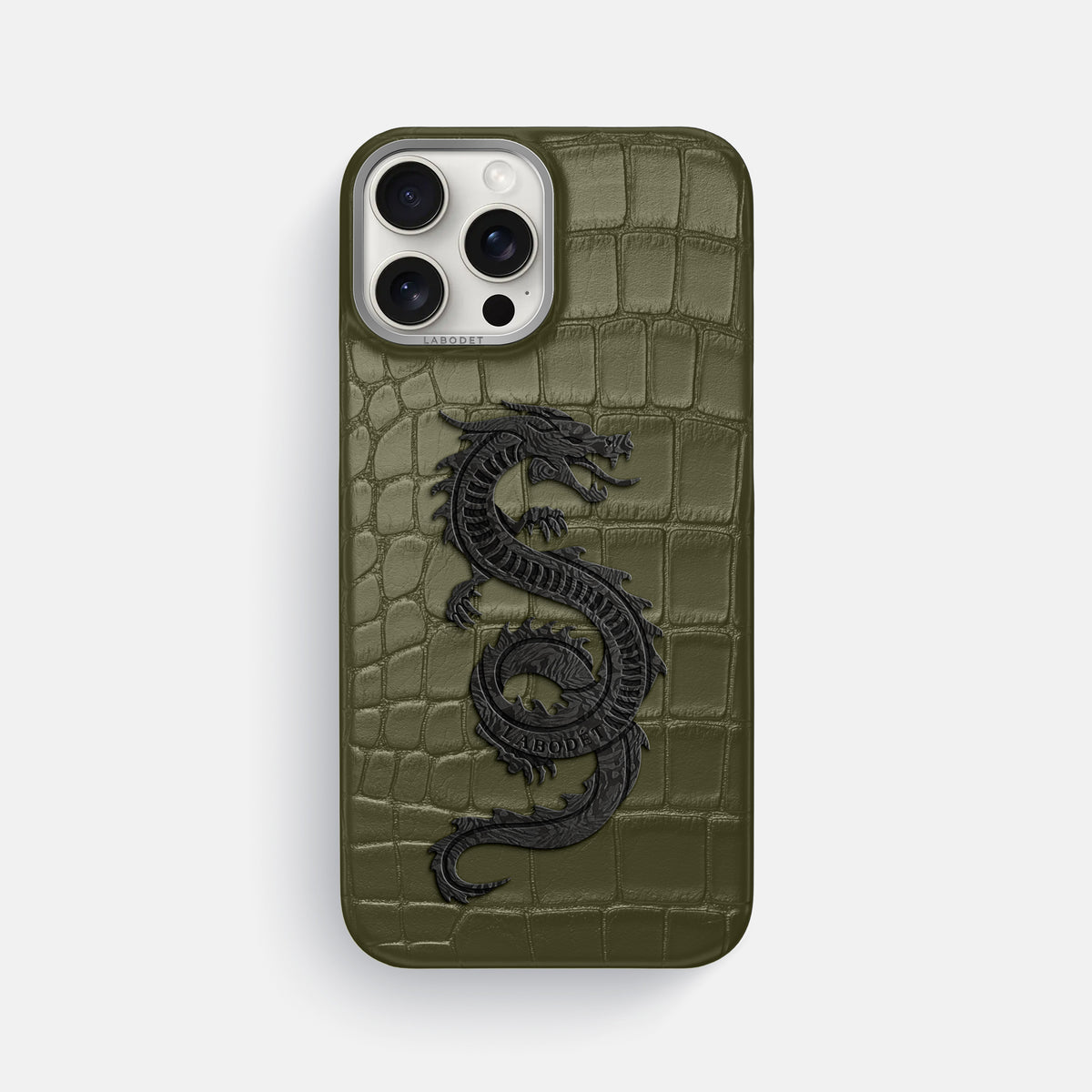 Kaki-Green iPhone 16 Pro Max Classic Case Alligator with Steel Metal -1 | Kaki-Green-Steel