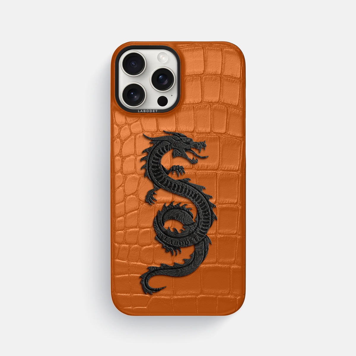 Orange iPhone 16 Pro Max Classic Case Alligator with Black Metal -1 | Orange-Black