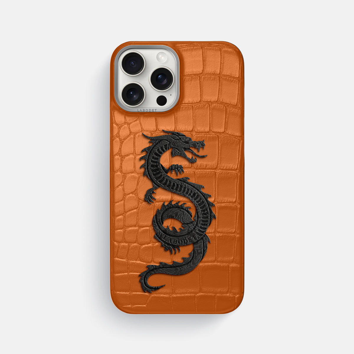 Orange iPhone 16 Pro Max Classic Case Alligator with Steel Metal -1 | Orange-Steel