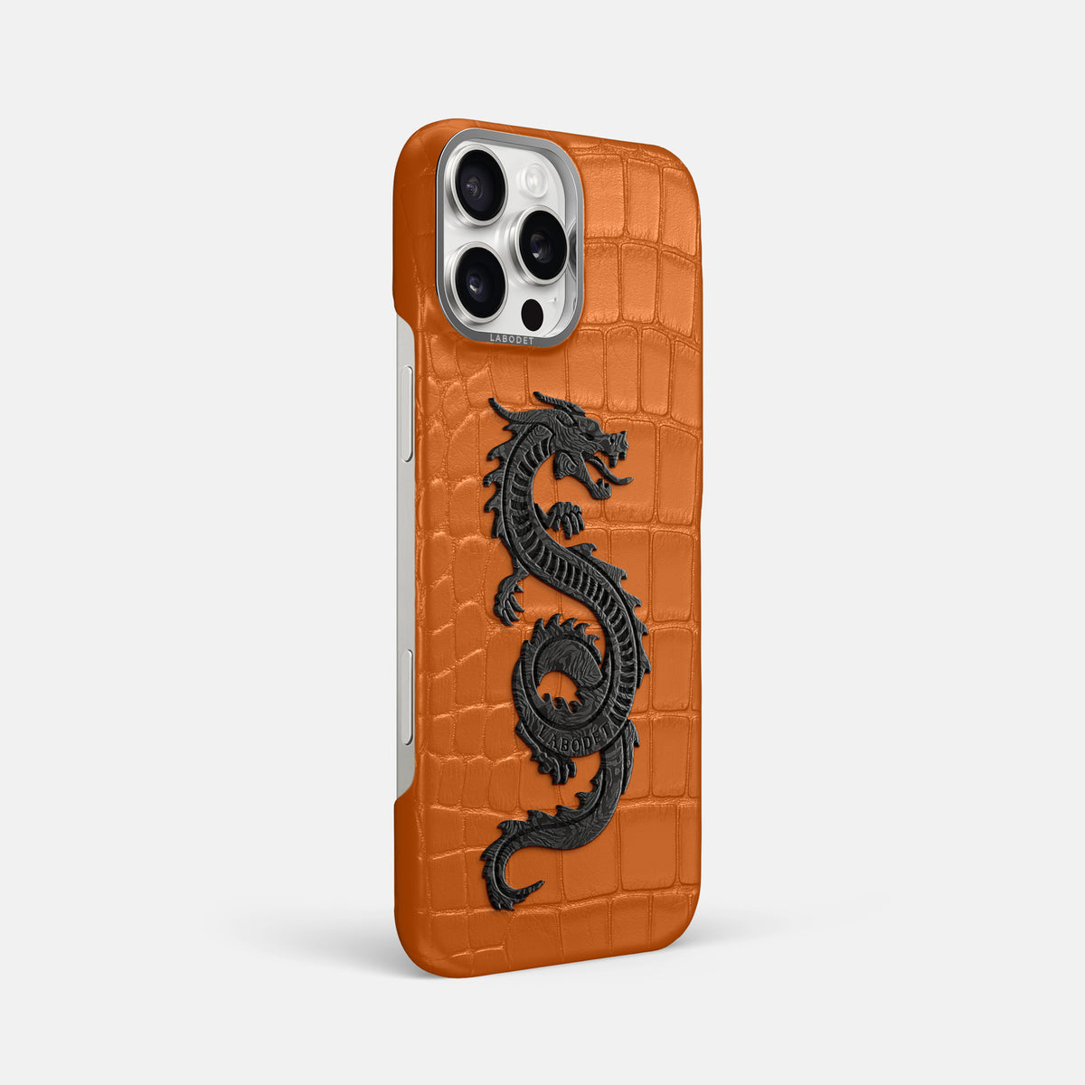 Orange iPhone 16 Pro Max Classic Case Alligator with Steel Metal -2 | Orange-Steel