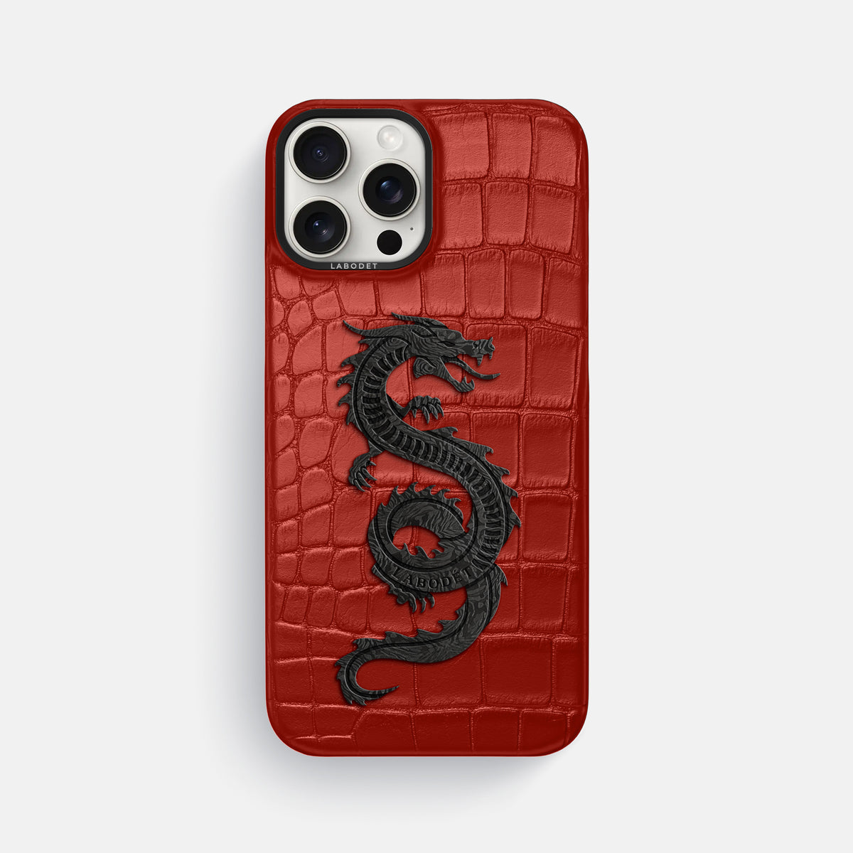 Red iPhone 16 Pro Max Classic Case Alligator with Black Metal -1 | Red-Black