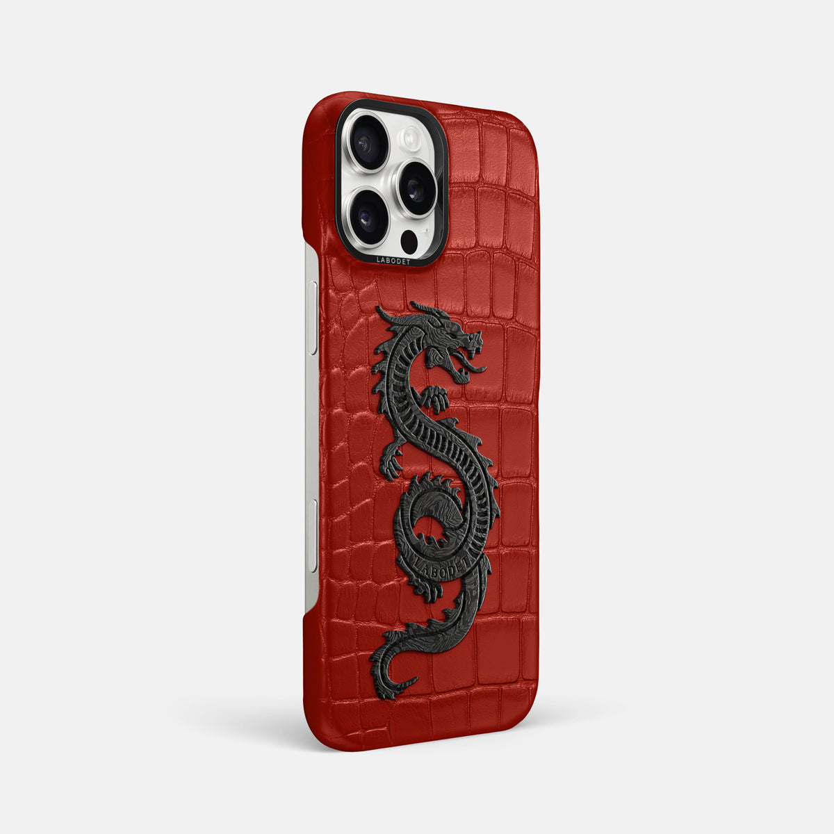 Red iPhone 16 Pro Max Classic Case Alligator with Black Metal -2 | Red-Black