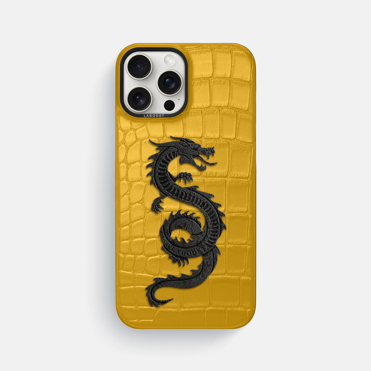 Yellow iPhone 16 Pro Max Classic Case Alligator with Black Metal -1 | Yellow-Black
