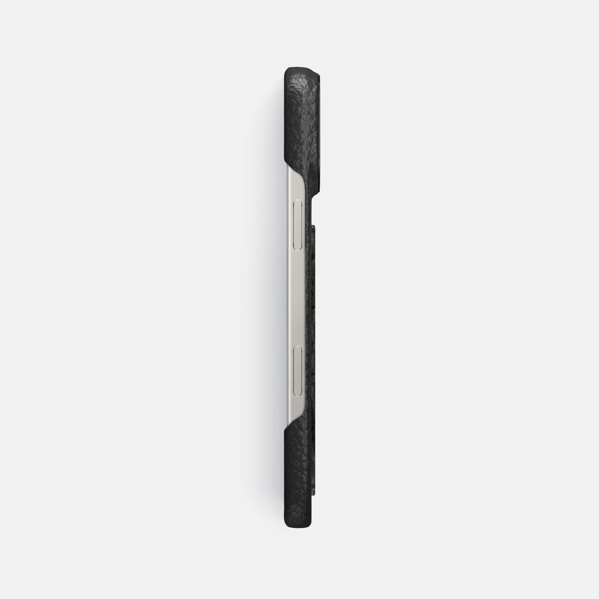 Black iPhone 16 Pro Max Classic Case Calf with Black Metal -3 | Black-Black