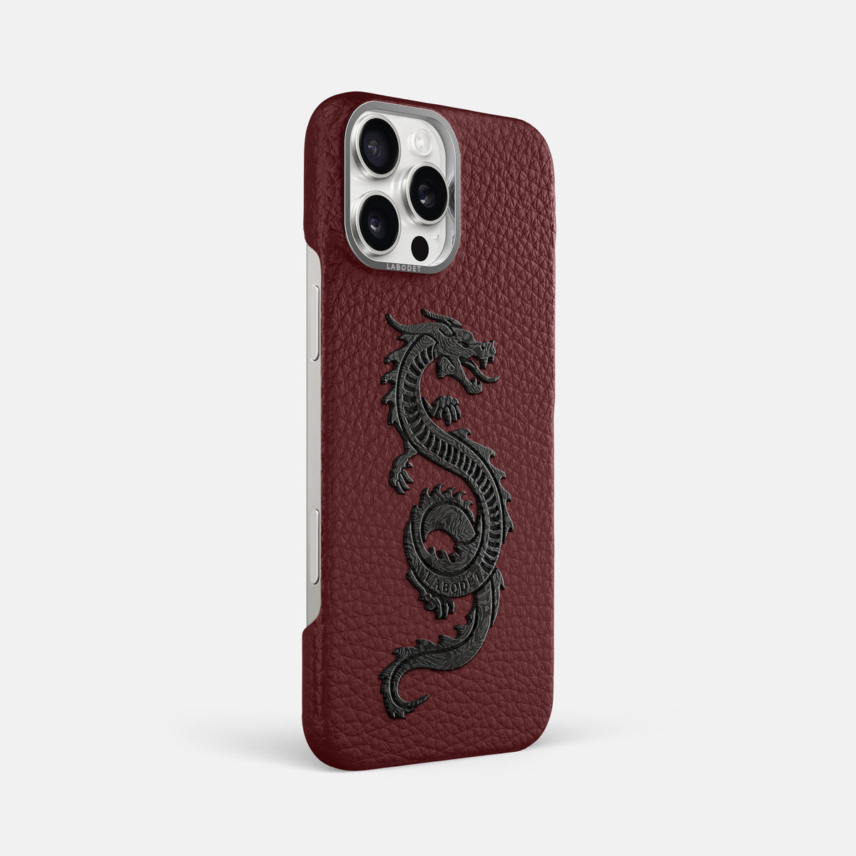 Bordeaux iPhone 16 Pro Max Classic Case Calf with Steel Metal -2 | Bordeaux-Steel