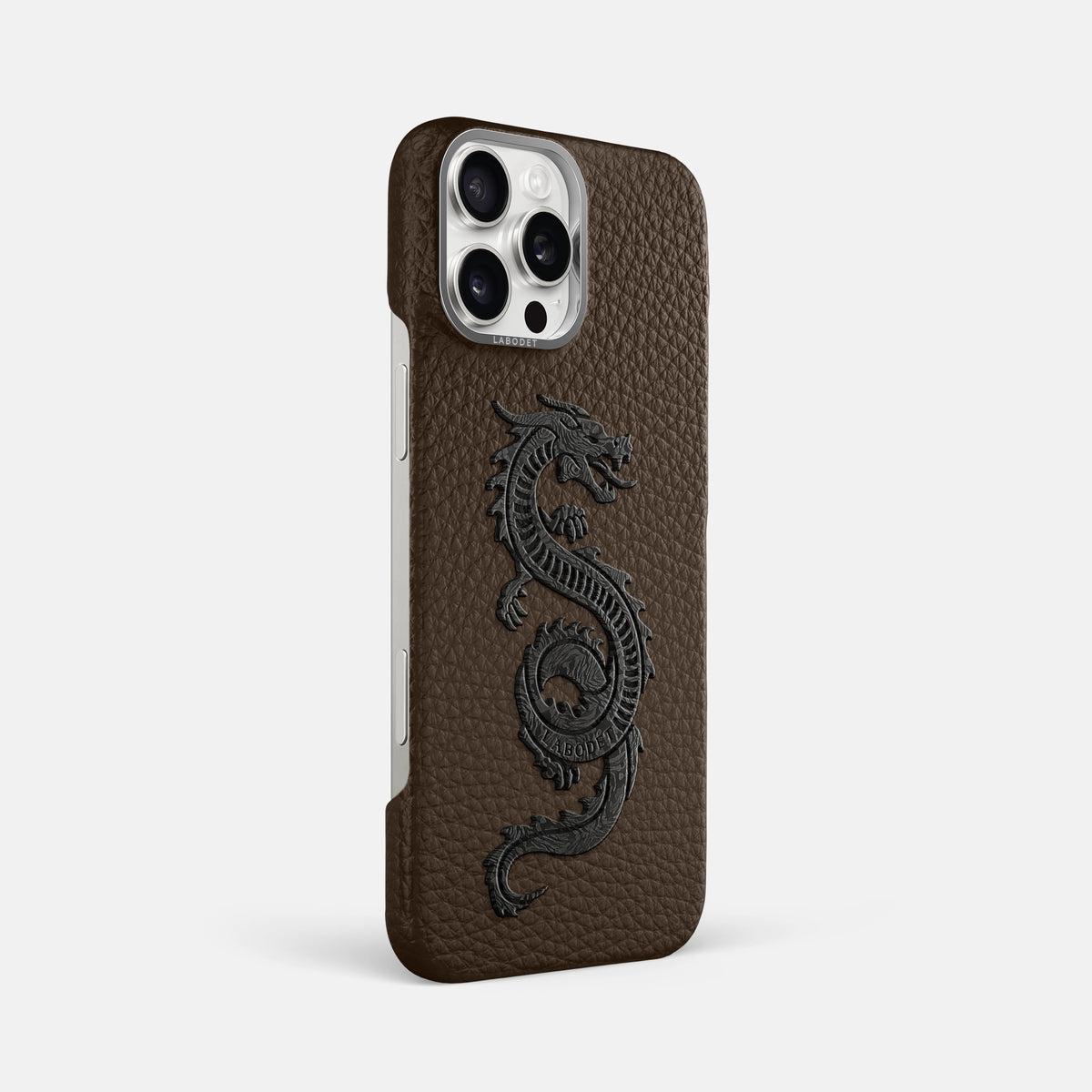 Dark Brown iPhone 16 Pro Max Classic Case Calf with Steel Metal -2 | Dark-Brown-Steel