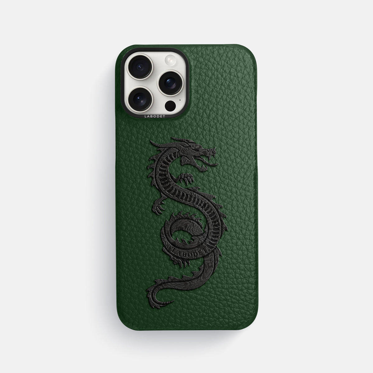 Dark Green iPhone 16 Pro Max Classic Case Calf with Black Metal -1 | Dark-Green-Black