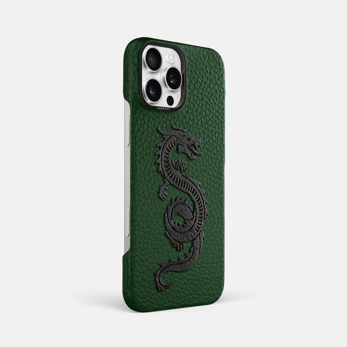 Dark Green iPhone 16 Pro Max Classic Case Calf with Black Metal -2 | Dark-Green-Black