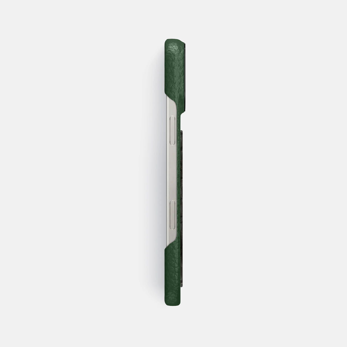 Dark Green iPhone 16 Pro Max Classic Case Calf with Black Metal -3 | Dark-Green-Black