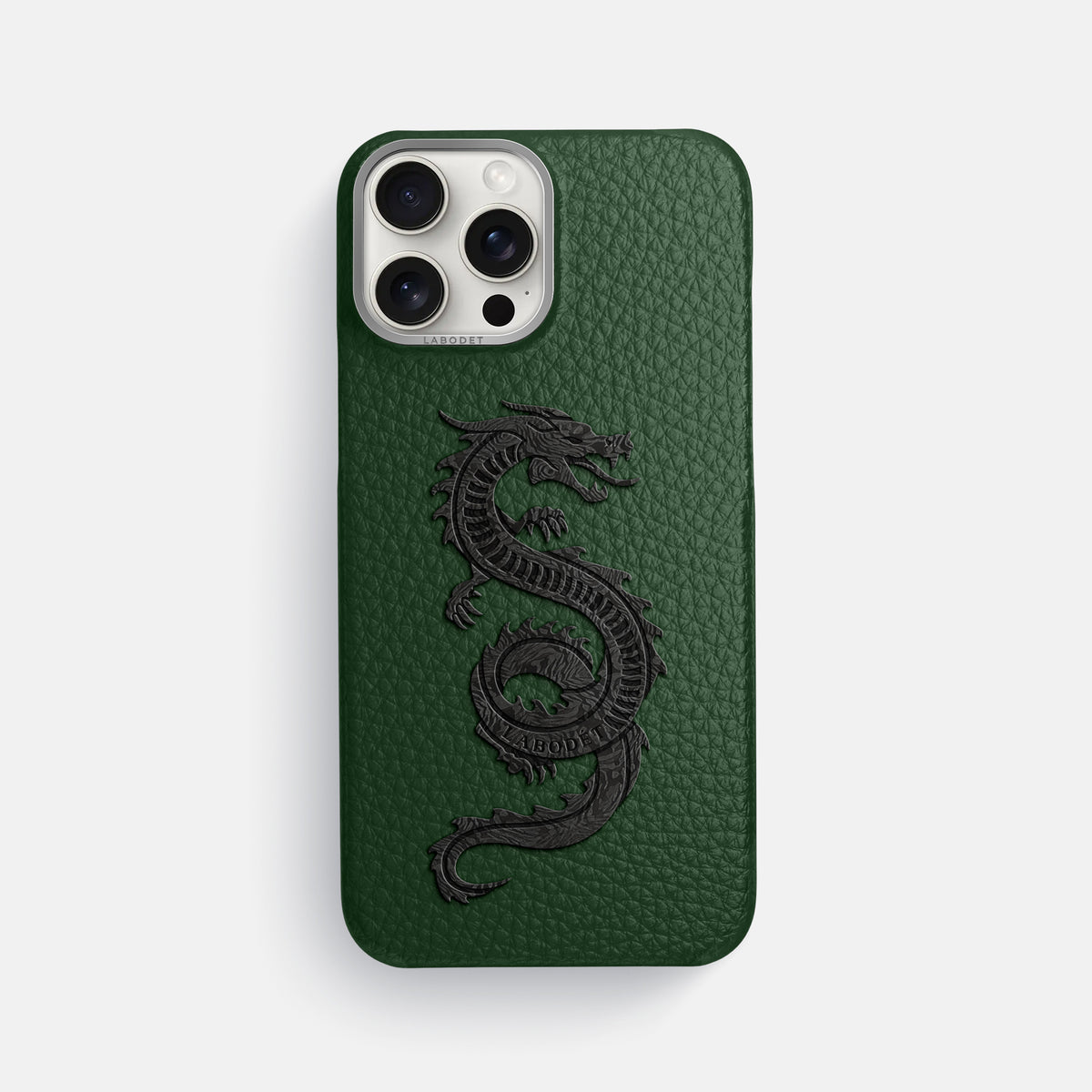 Dark Green iPhone 16 Pro Max Classic Case Calf with Steel Metal -1 | Dark-Green-Steel
