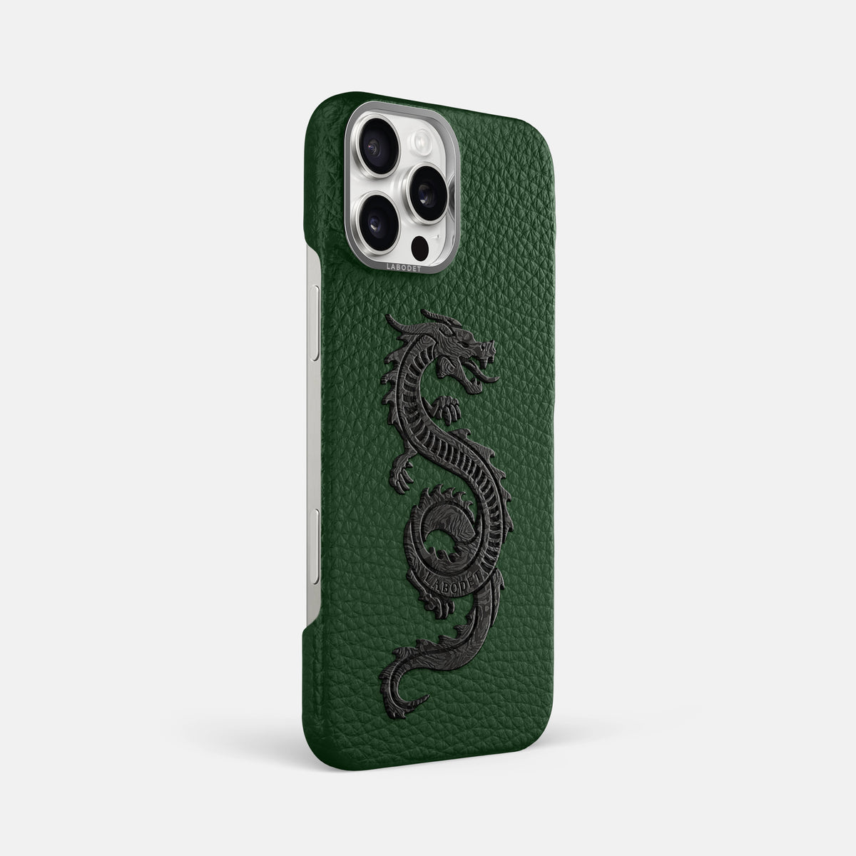 Dark Green iPhone 16 Pro Max Classic Case Calf with Steel Metal -2 | Dark-Green-Steel