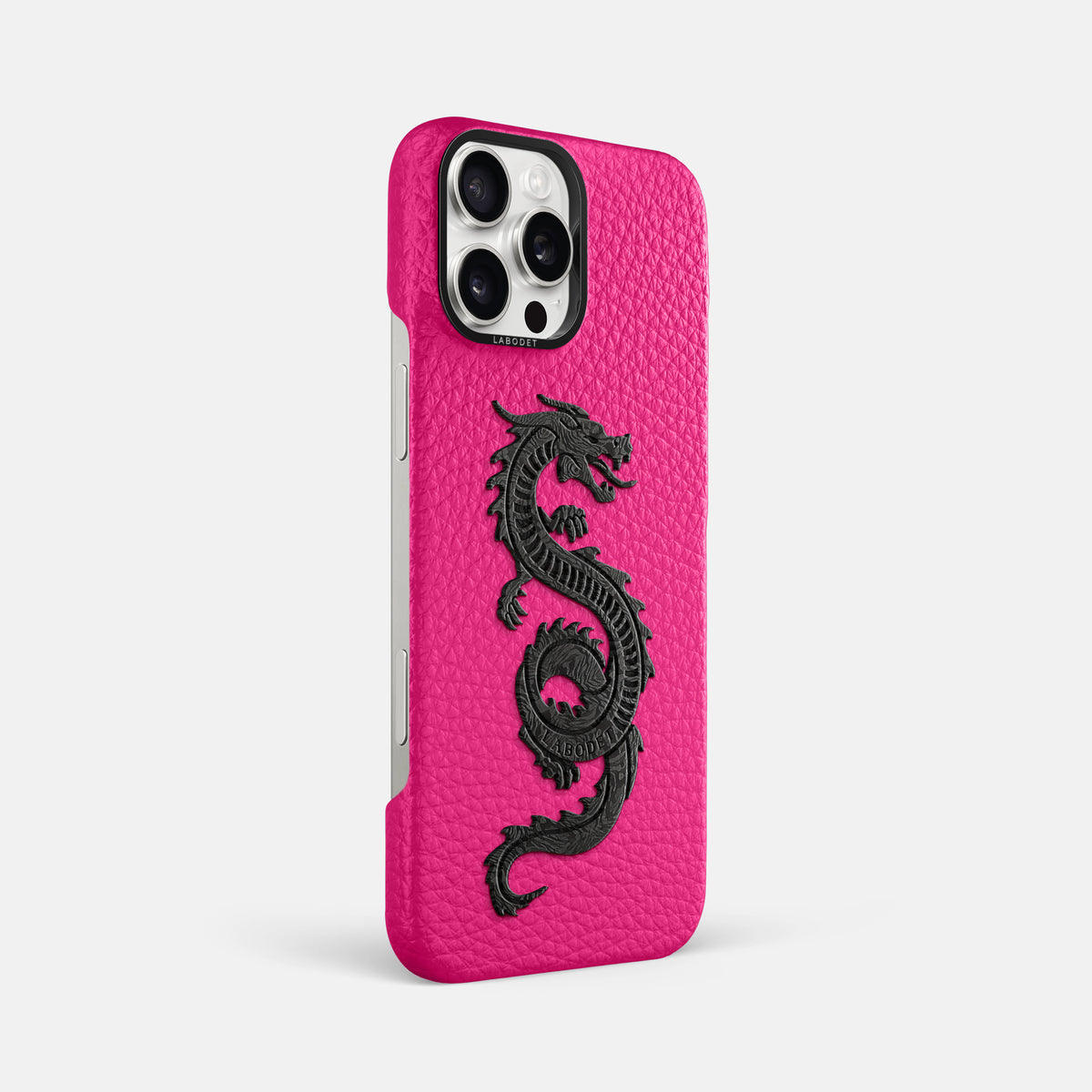 Magenta iPhone 16 Pro Max Classic Case Calf with Black Metal -2 | Magenta-Black