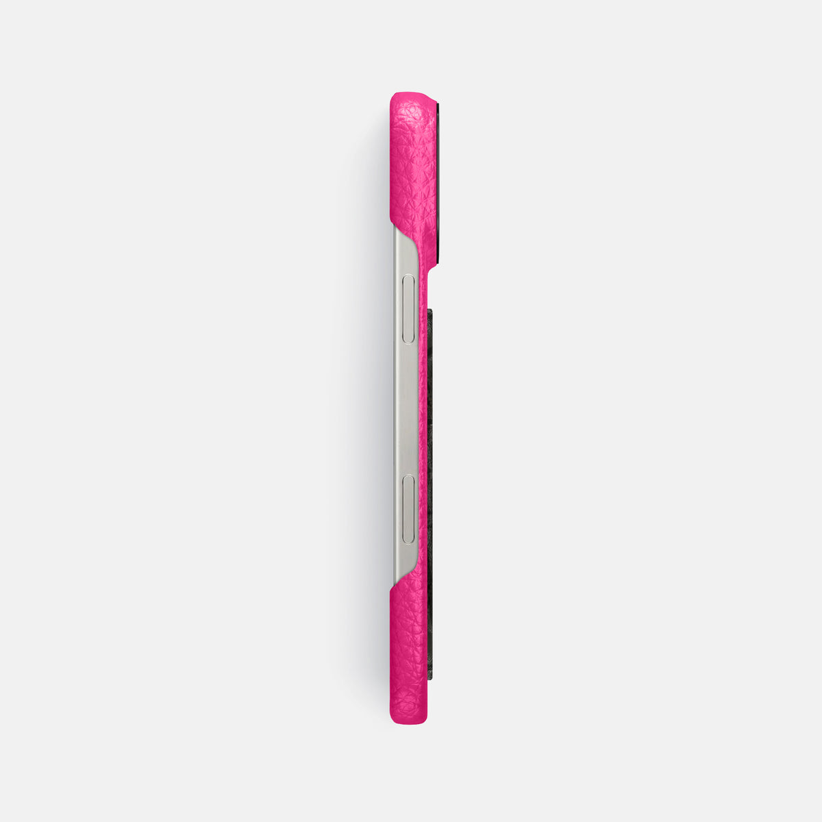 Magenta iPhone 16 Pro Max Classic Case Calf with Black Metal -3 | Magenta-Black