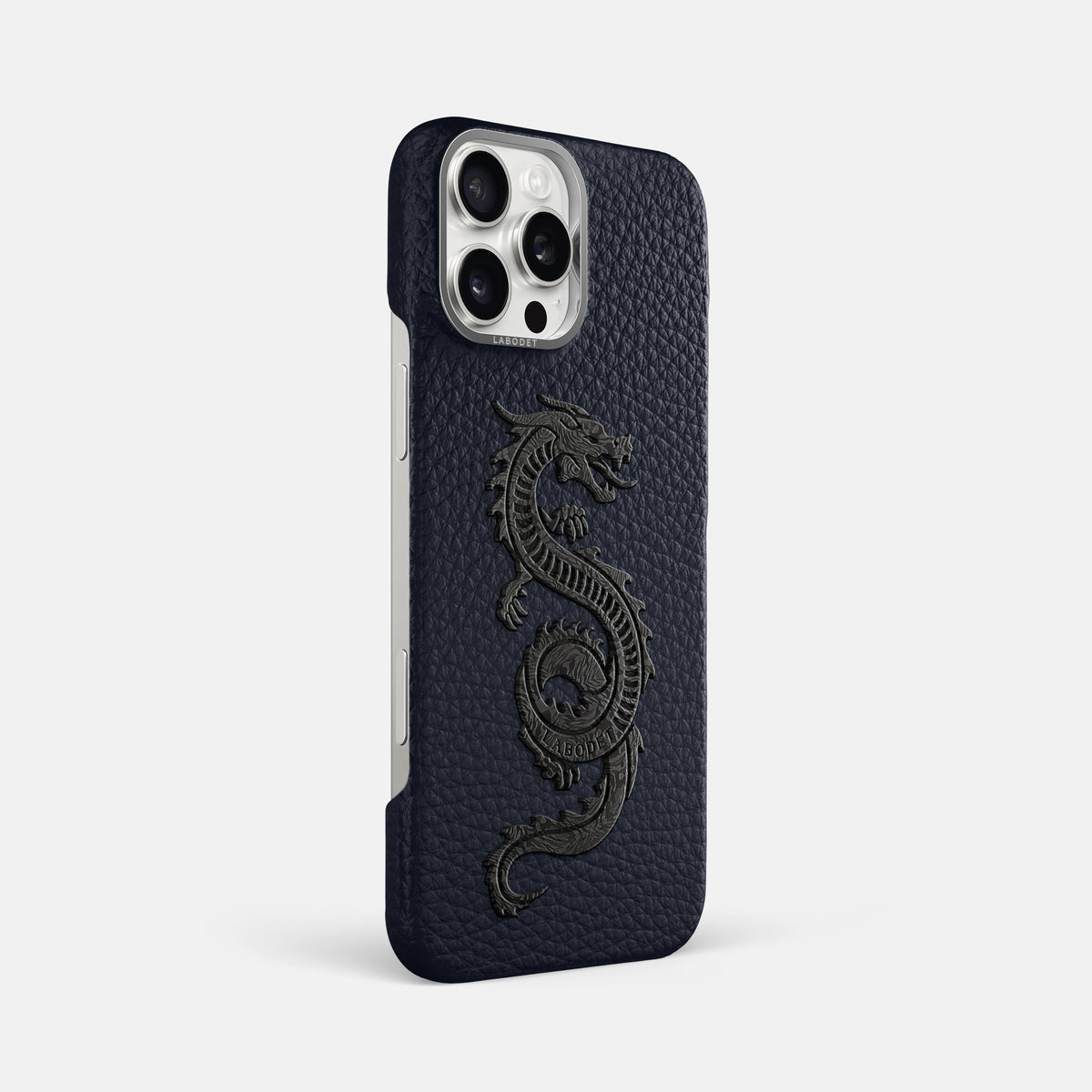 Marine iPhone 16 Pro Max Classic Case Calf with Steel Metal -2 | Marine-Steel