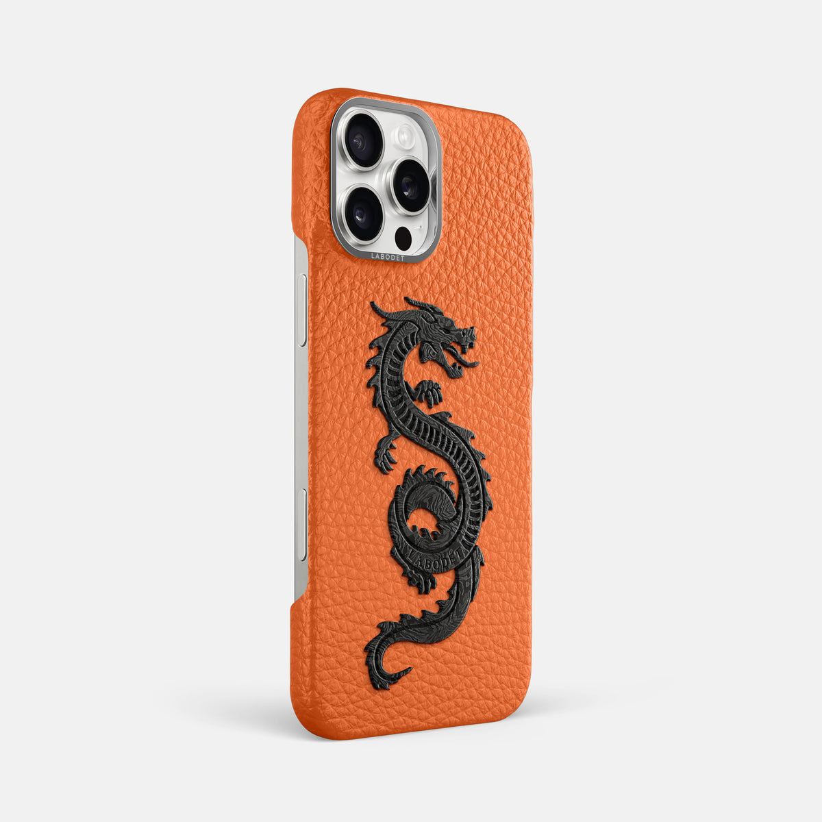 Orange iPhone 16 Pro Max Classic Case Calf with Steel Metal -2 | Orange-Steel