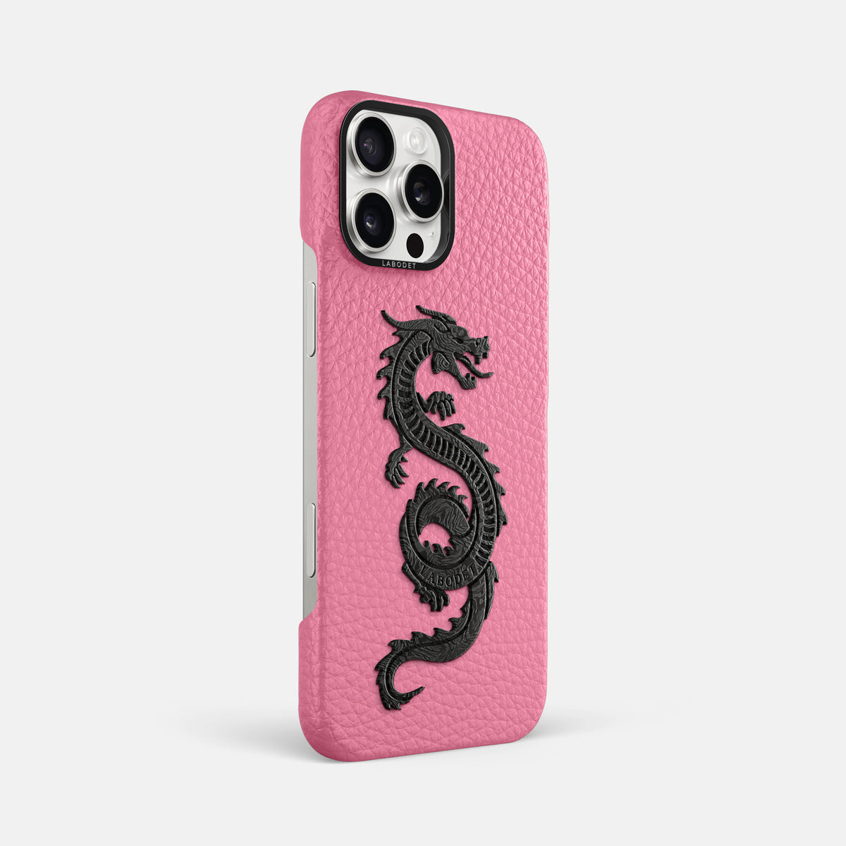 Pink iPhone 16 Pro Max Classic Case Calf with Black Metal -2 | Pink-Black
