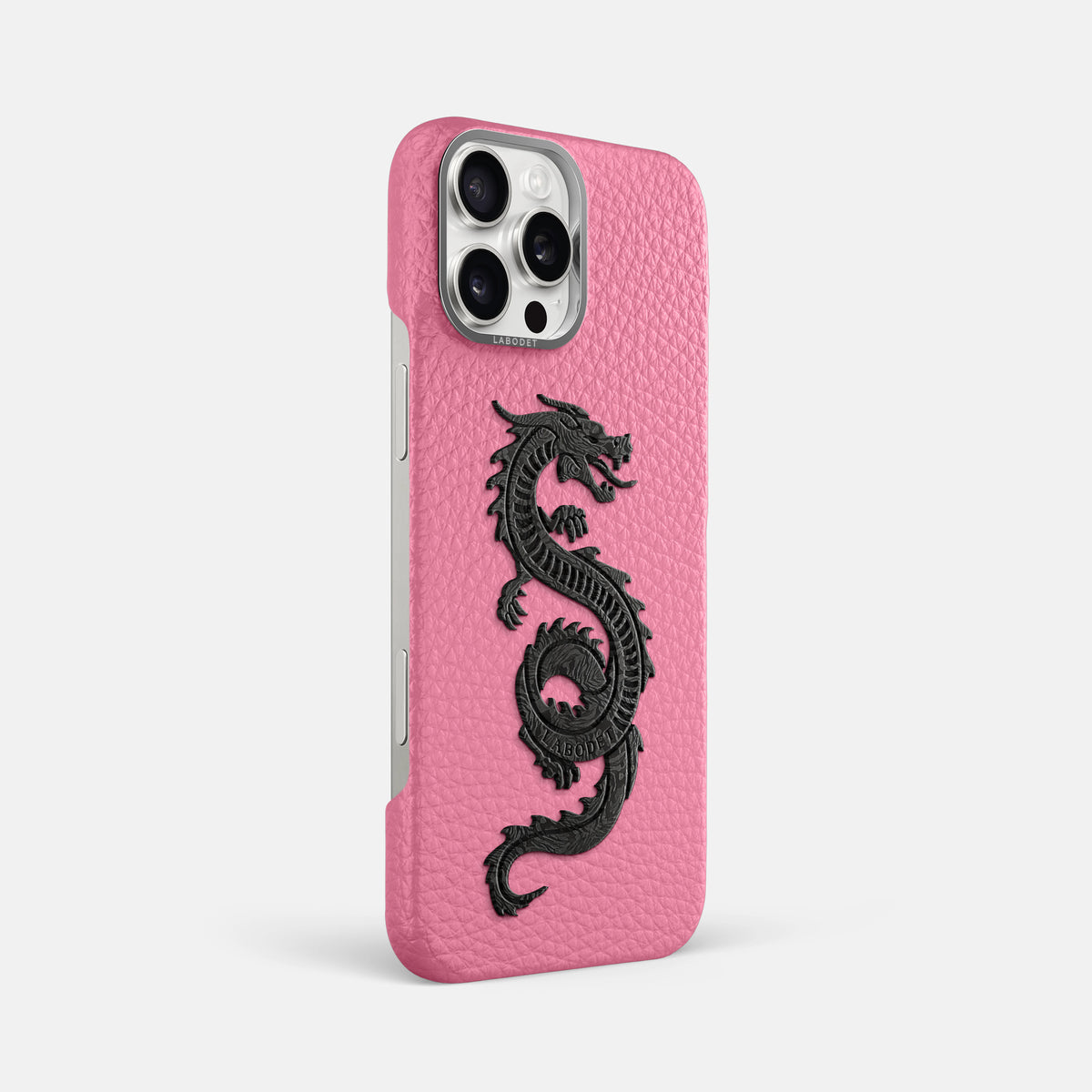 Pink iPhone 16 Pro Max Classic Case Calf with Steel Metal -2 | Pink-Steel