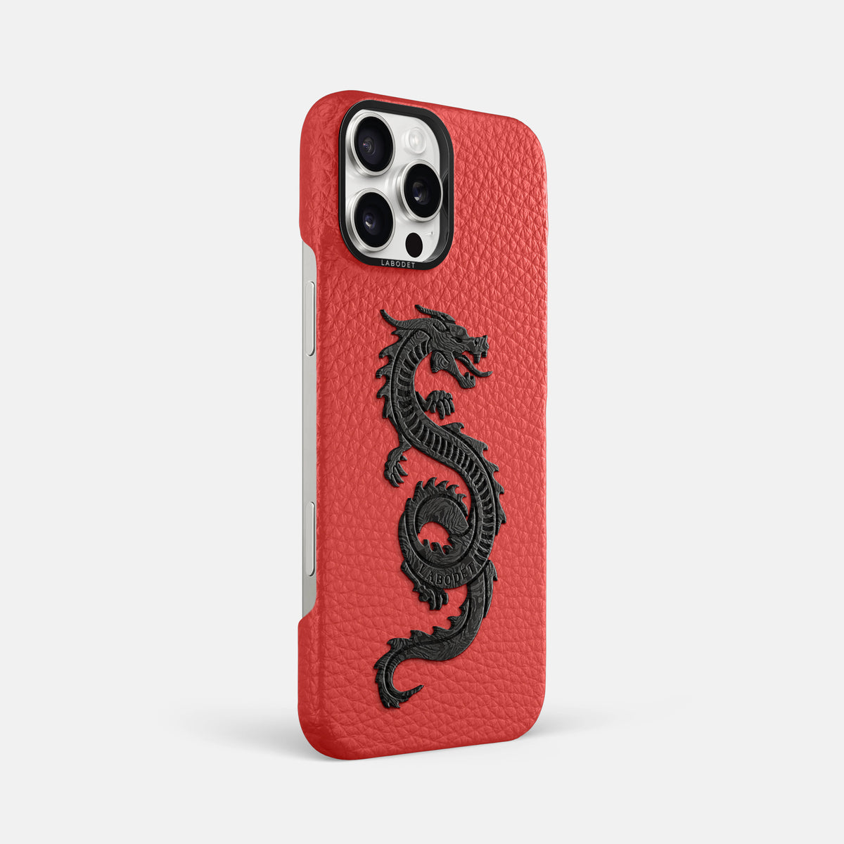 Red iPhone 16 Pro Max Classic Case Calf with Black Metal -2 | Red-Black