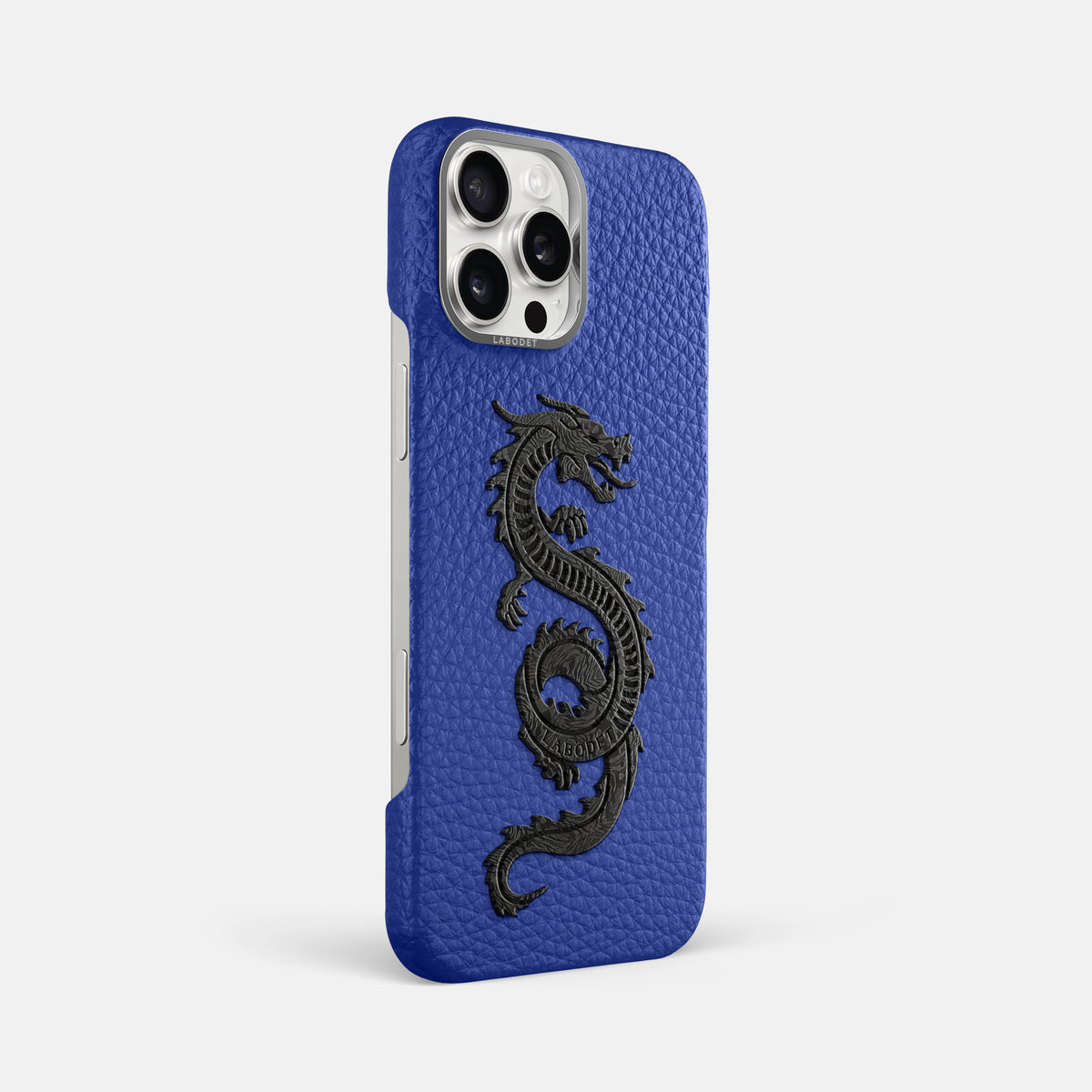 Royal Blue iPhone 16 Pro Max Classic Case Calf with Steel Metal -2 | Royal-Blue-Steel