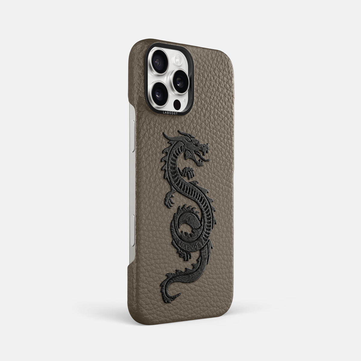 Taupe iPhone 16 Pro Max Classic Case Calf with Black Metal -2 | Taupe-Black
