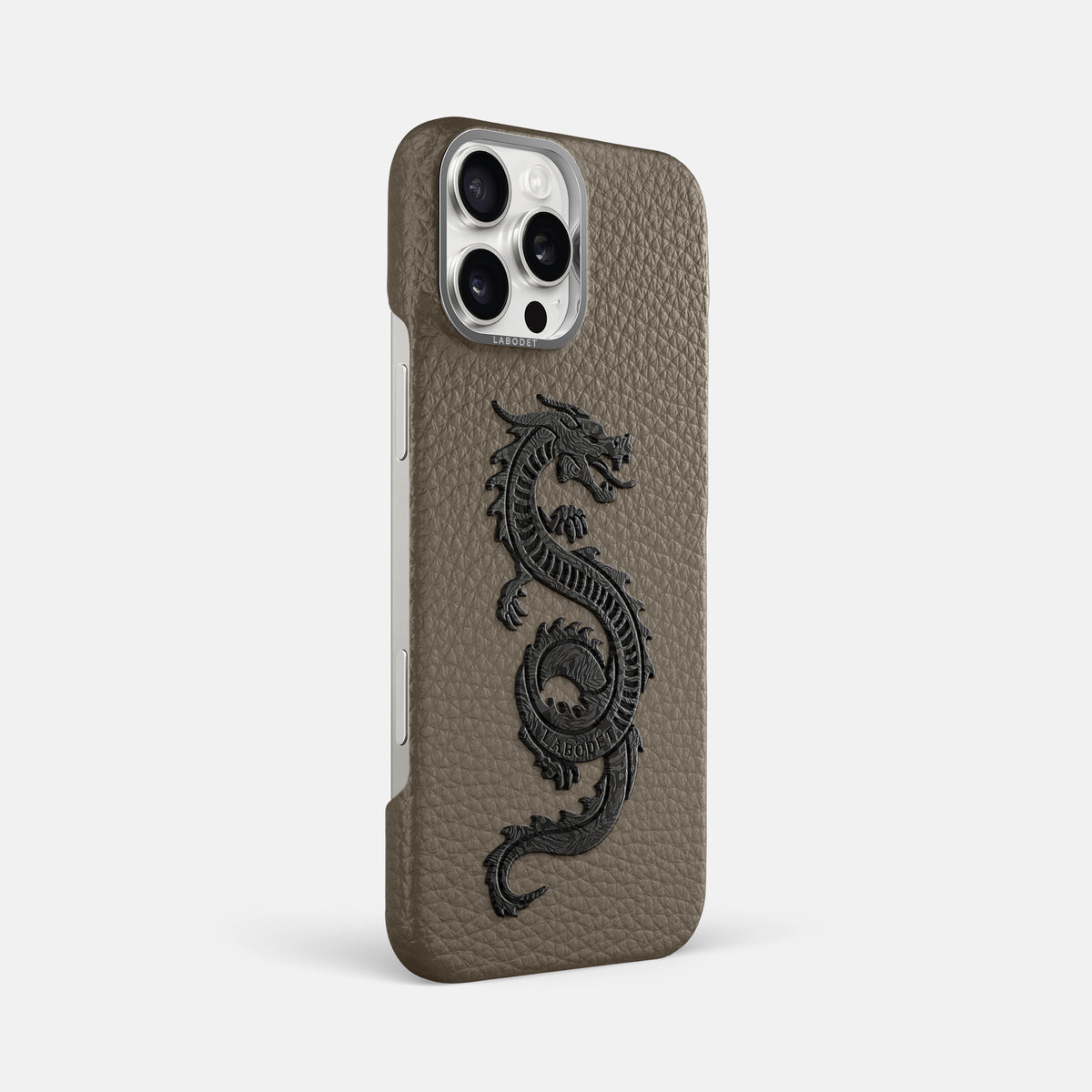 Taupe iPhone 16 Pro Max Classic Case Calf with Steel Metal -2 | Taupe-Steel