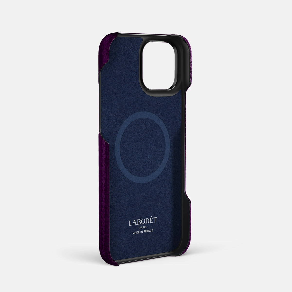 Violet iPhone 16 Pro Max Classic Case Calf with Black Metal -4 | Violet-Black