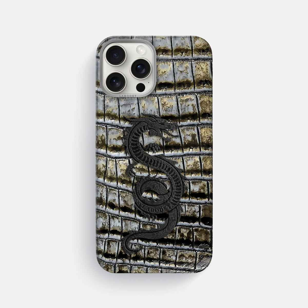 Antique-Bronze iPhone 16 Pro Max Classic Case Himalayan Crocodile with Steel Metal -1 | Antique-Bronze-Steel