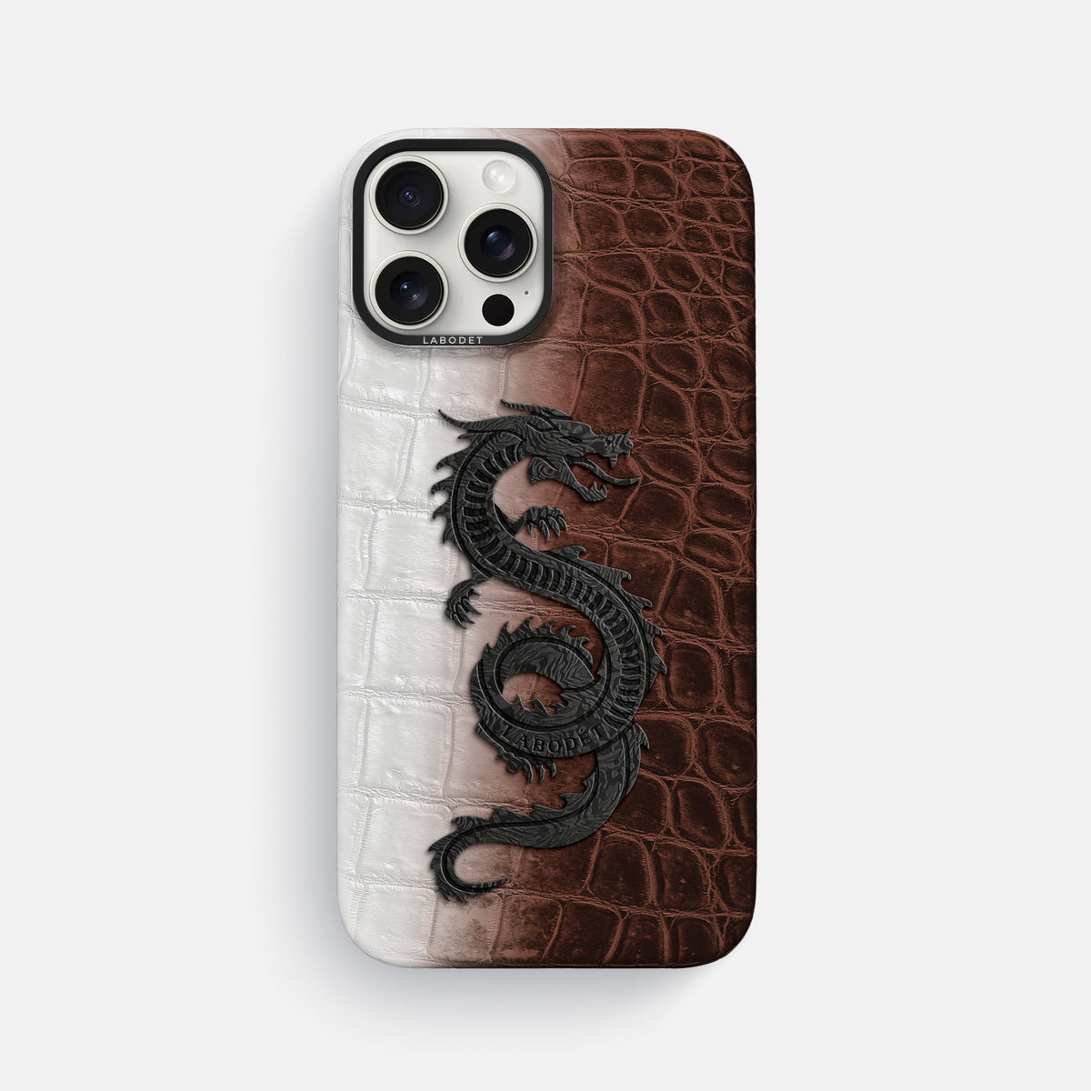 Dark Brown iPhone 16 Pro Max Classic Case Himalayan Crocodile with Black Metal -1 | Dark-Brown-Black