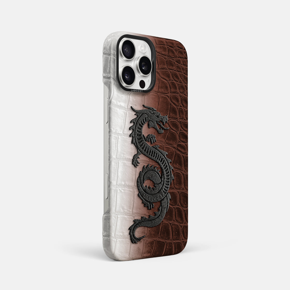 Dark Brown iPhone 16 Pro Max Classic Case Himalayan Crocodile with Black Metal -2 | Dark-Brown-Black
