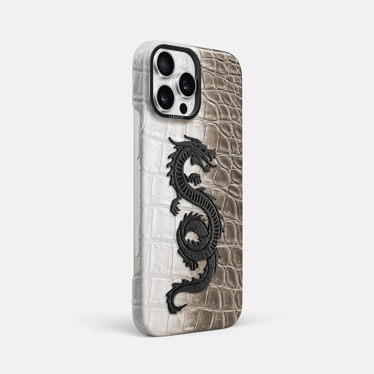 Dark iPhone 16 Pro Max Classic Case Himalayan Crocodile with Black Metal -2 | Dark-Black