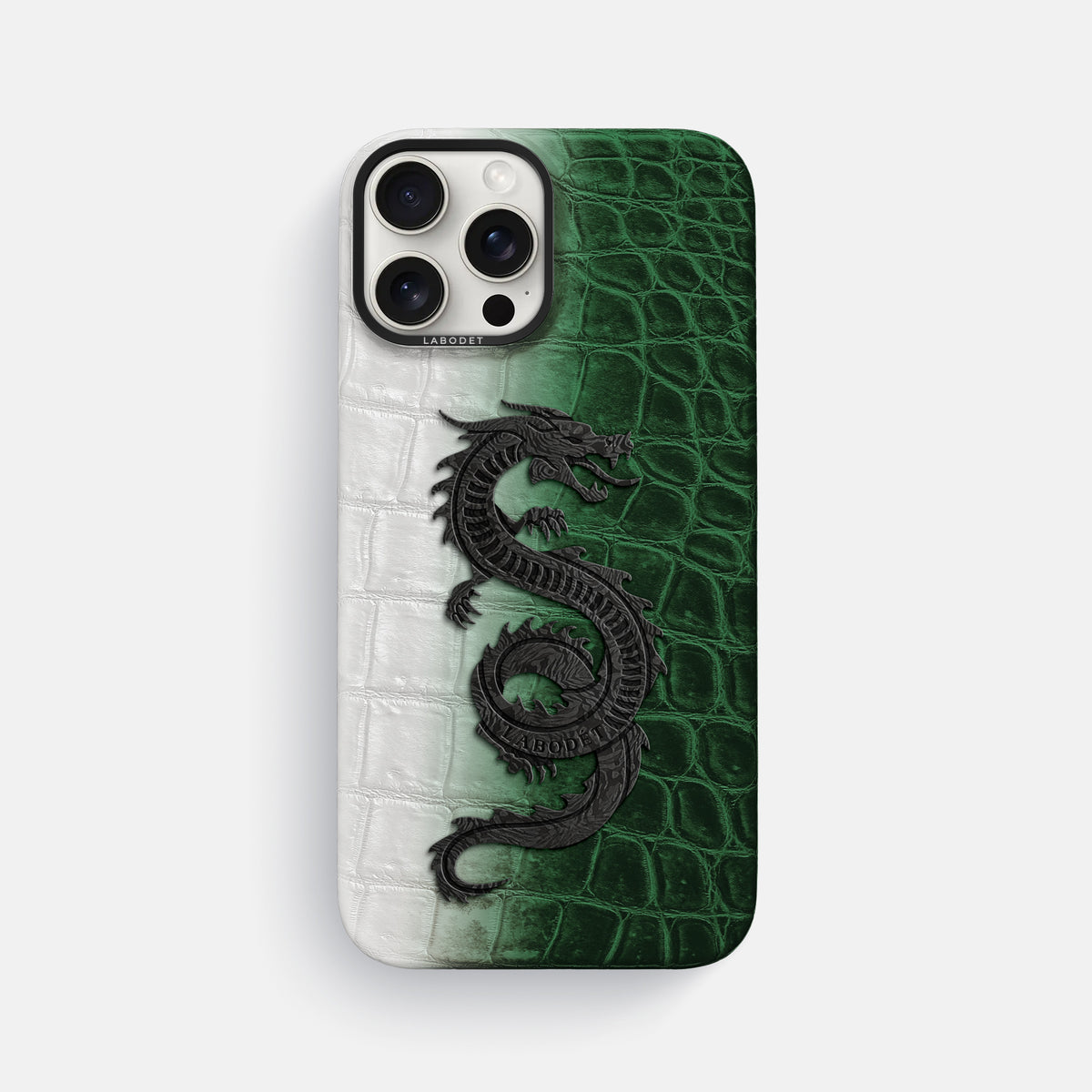 Green iPhone 16 Pro Max Classic Case Himalayan Crocodile with Black Metal -1 | Green-Black