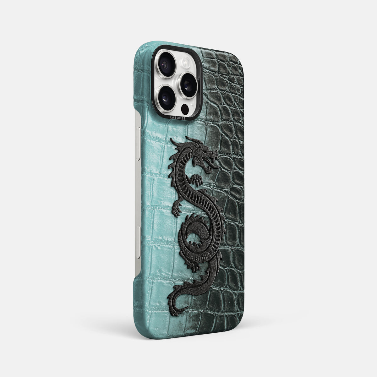Light-Mint iPhone 16 Pro Max Classic Case Himalayan Crocodile with Black Metal -2 | Light-Mint-Black