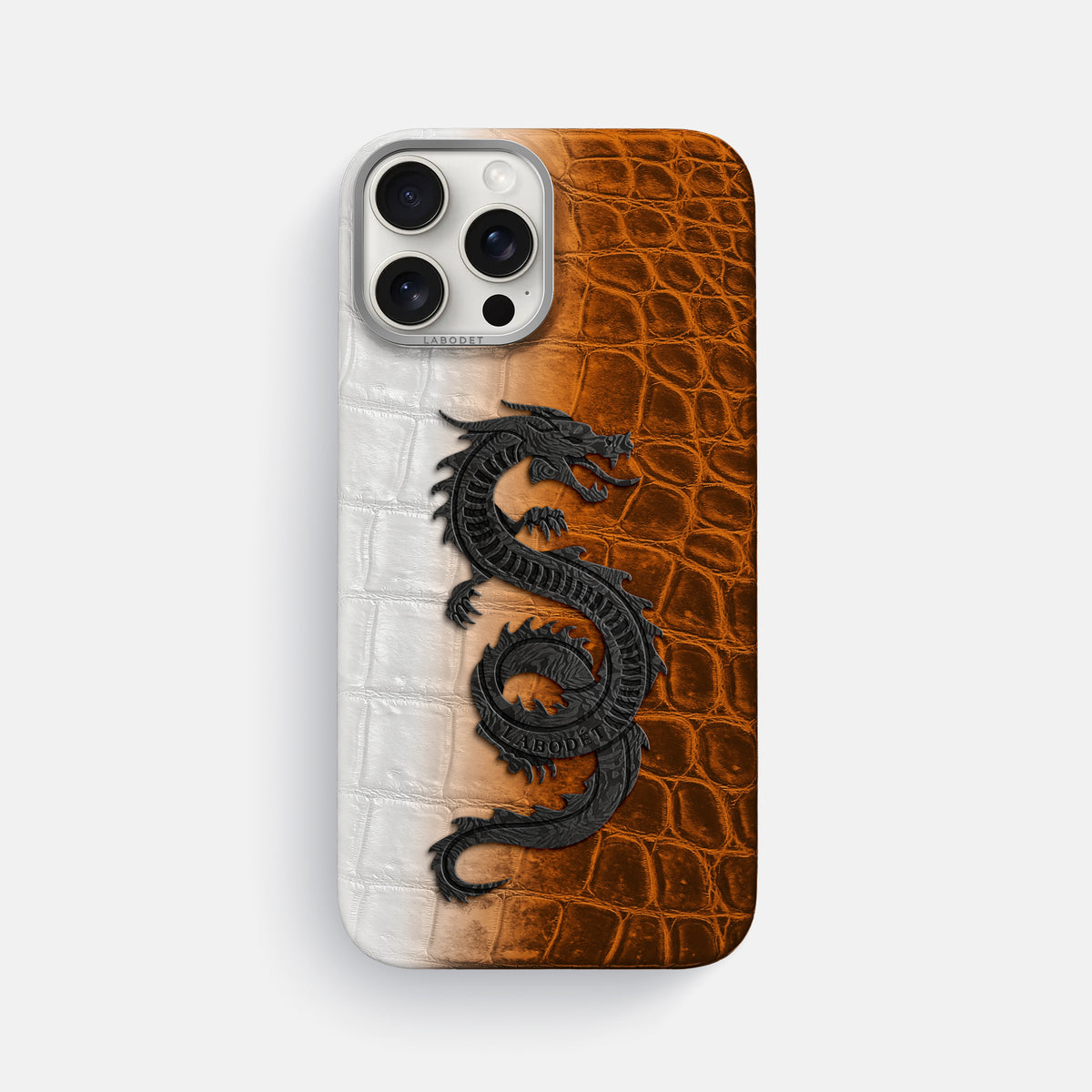 Orange iPhone 16 Pro Max Classic Case Himalayan Crocodile with Steel Metal -1 | Orange-Steel