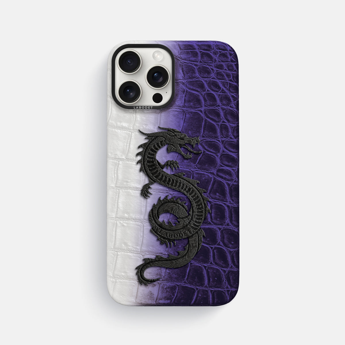 Purple iPhone 16 Pro Max Classic Case Himalayan Crocodile with Black Metal -1 | Purple-Black