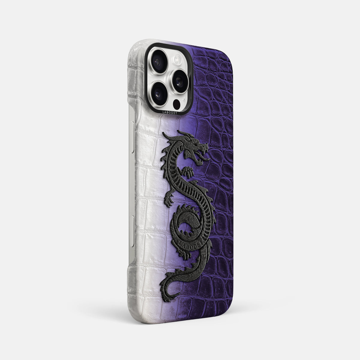 Purple iPhone 16 Pro Max Classic Case Himalayan Crocodile with Black Metal -2 | Purple-Black