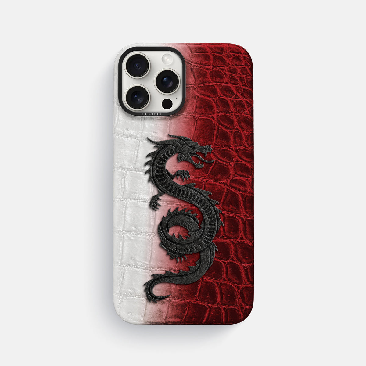 Red iPhone 16 Pro Max Classic Case Himalayan Crocodile with Black Metal -1 | Red-Black