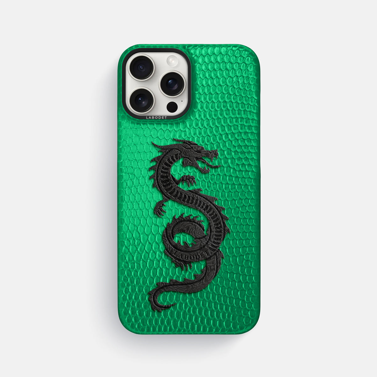 Apple-Green iPhone 16 Pro Max Classic Case Lizard with Black Metal -1 | Apple-Green-Black