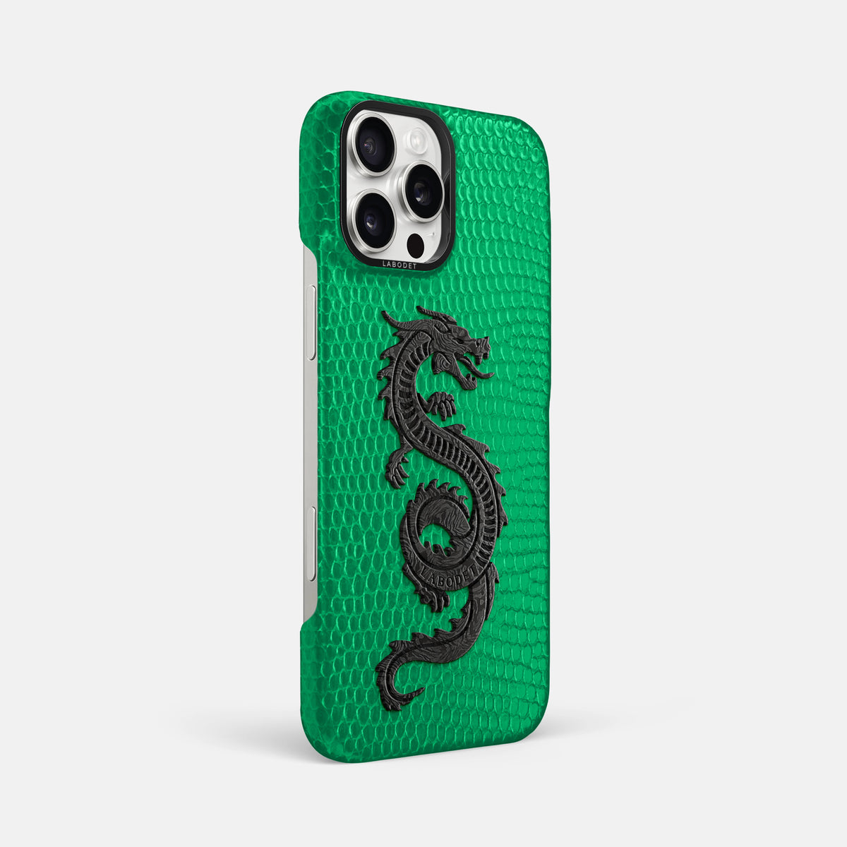 Apple-Green iPhone 16 Pro Max Classic Case Lizard with Black Metal -2 | Apple-Green-Black