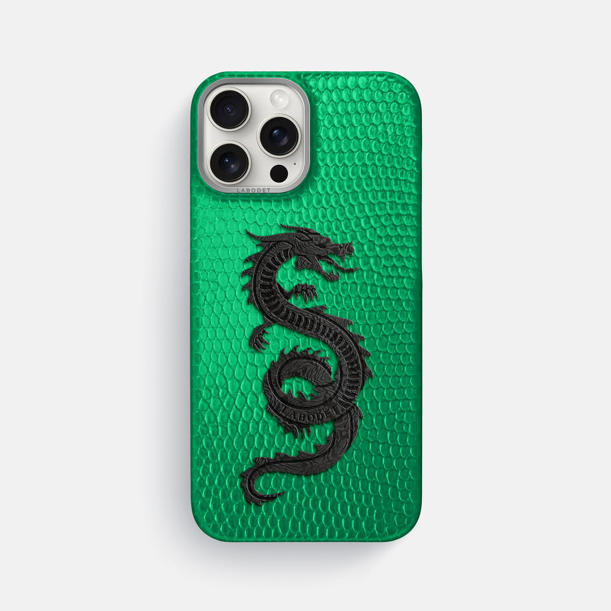 Apple-Green iPhone 16 Pro Max Classic Case Lizard with Steel Metal -1 | Apple-Green-Steel