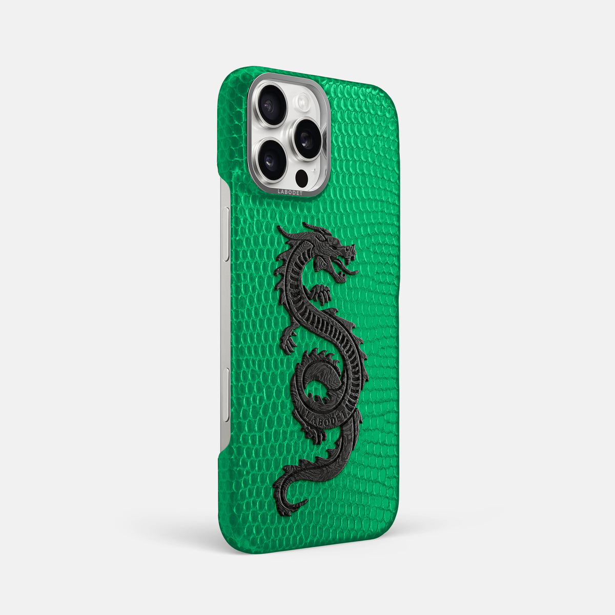 Apple-Green iPhone 16 Pro Max Classic Case Lizard with Steel Metal -2 | Apple-Green-Steel