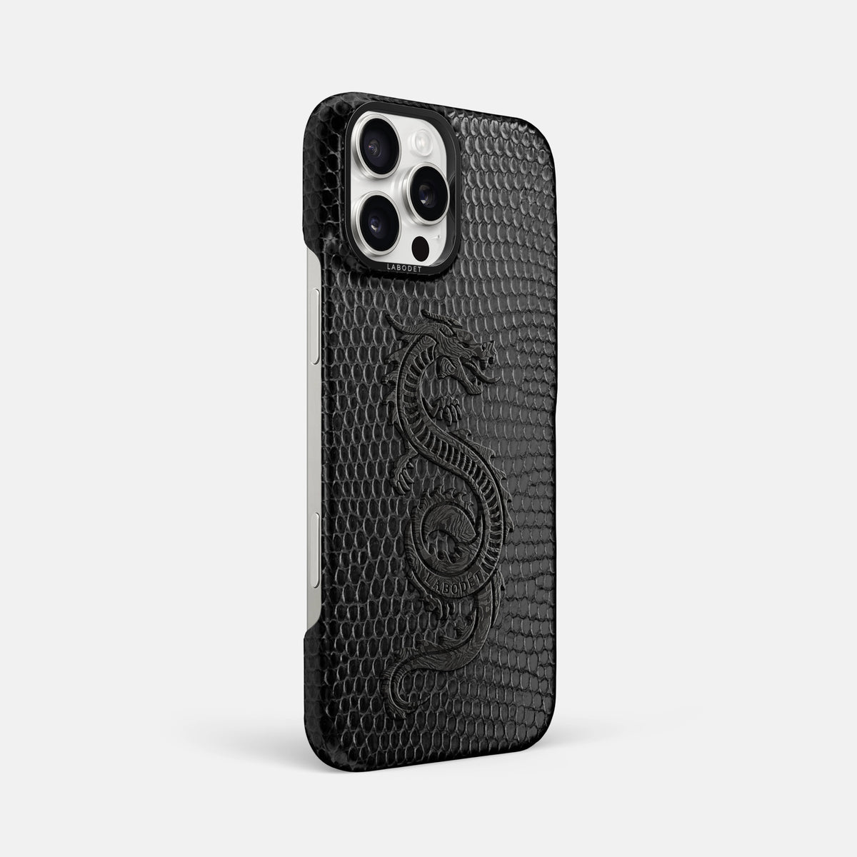 Black iPhone 16 Pro Max Classic Case Lizard with Black Metal -2 | Black-Black