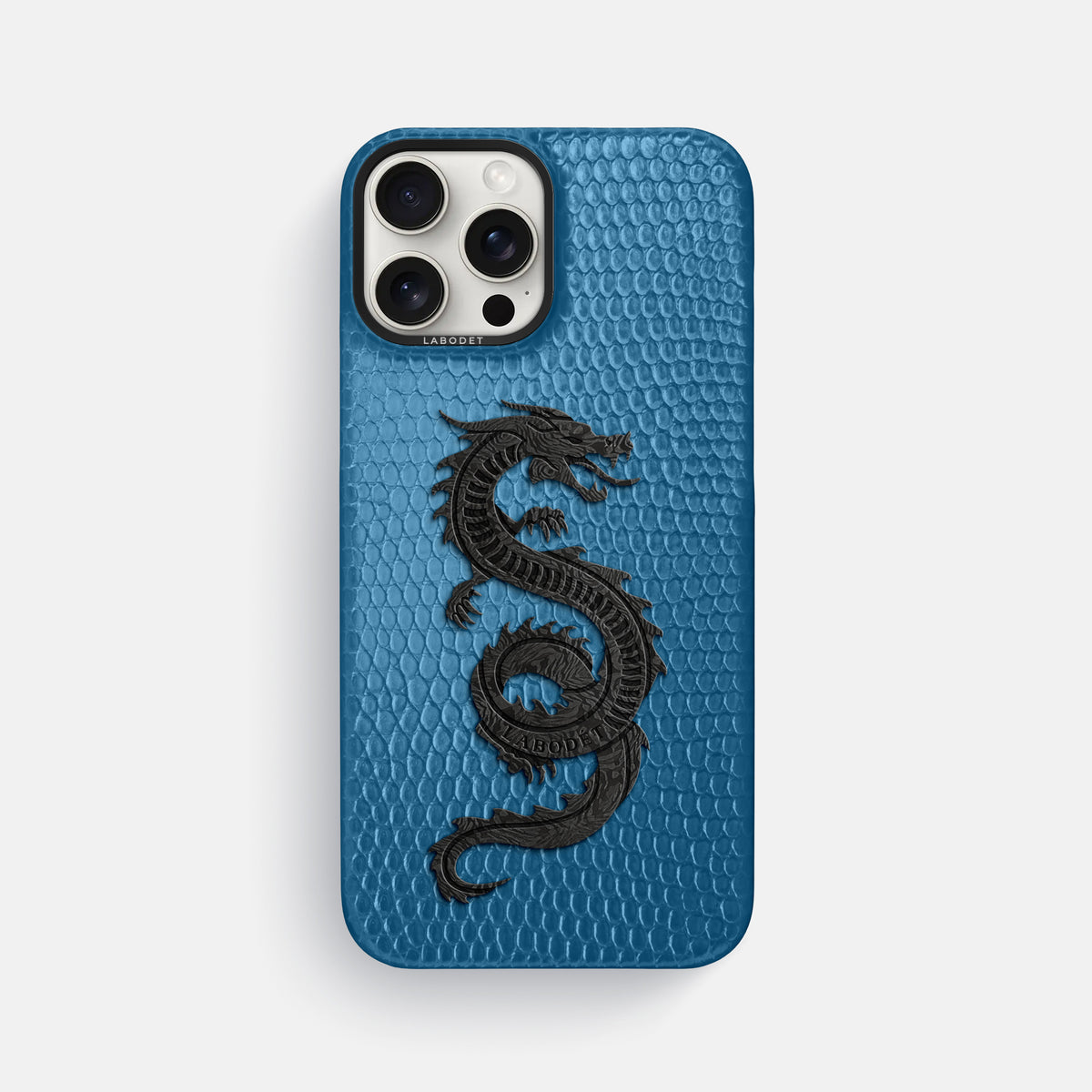 Blue iPhone 16 Pro Max Classic Case Lizard with Black Metal -1 | Blue-Black