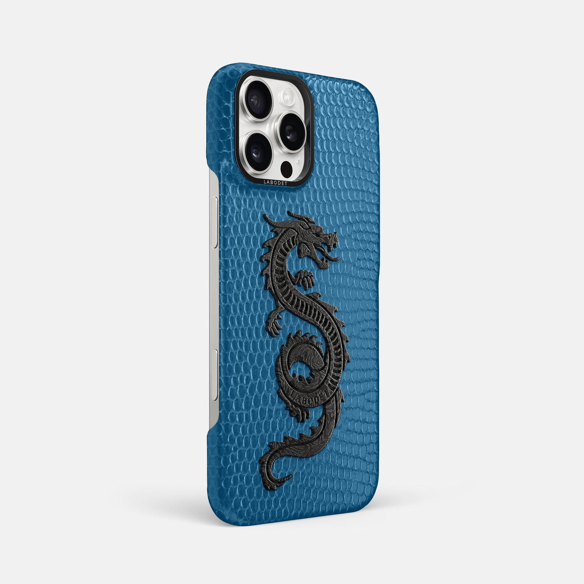 Blue iPhone 16 Pro Max Classic Case Lizard with Black Metal -2 | Blue-Black