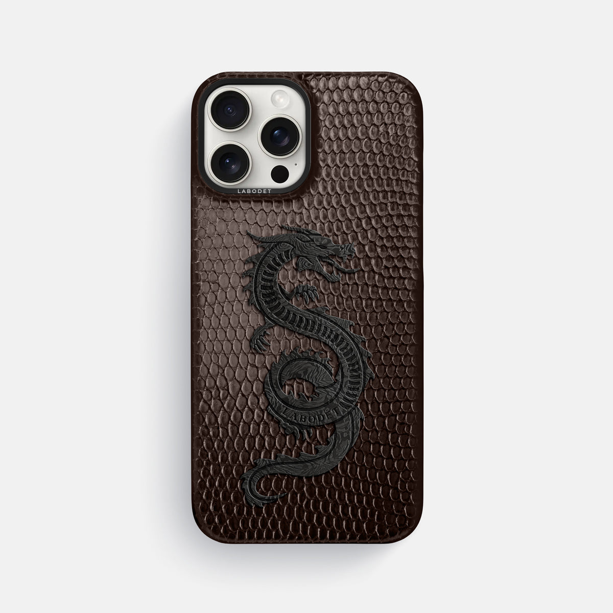 Brown iPhone 16 Pro Max Classic Case Lizard with Black Metal -1 | Brown-Black