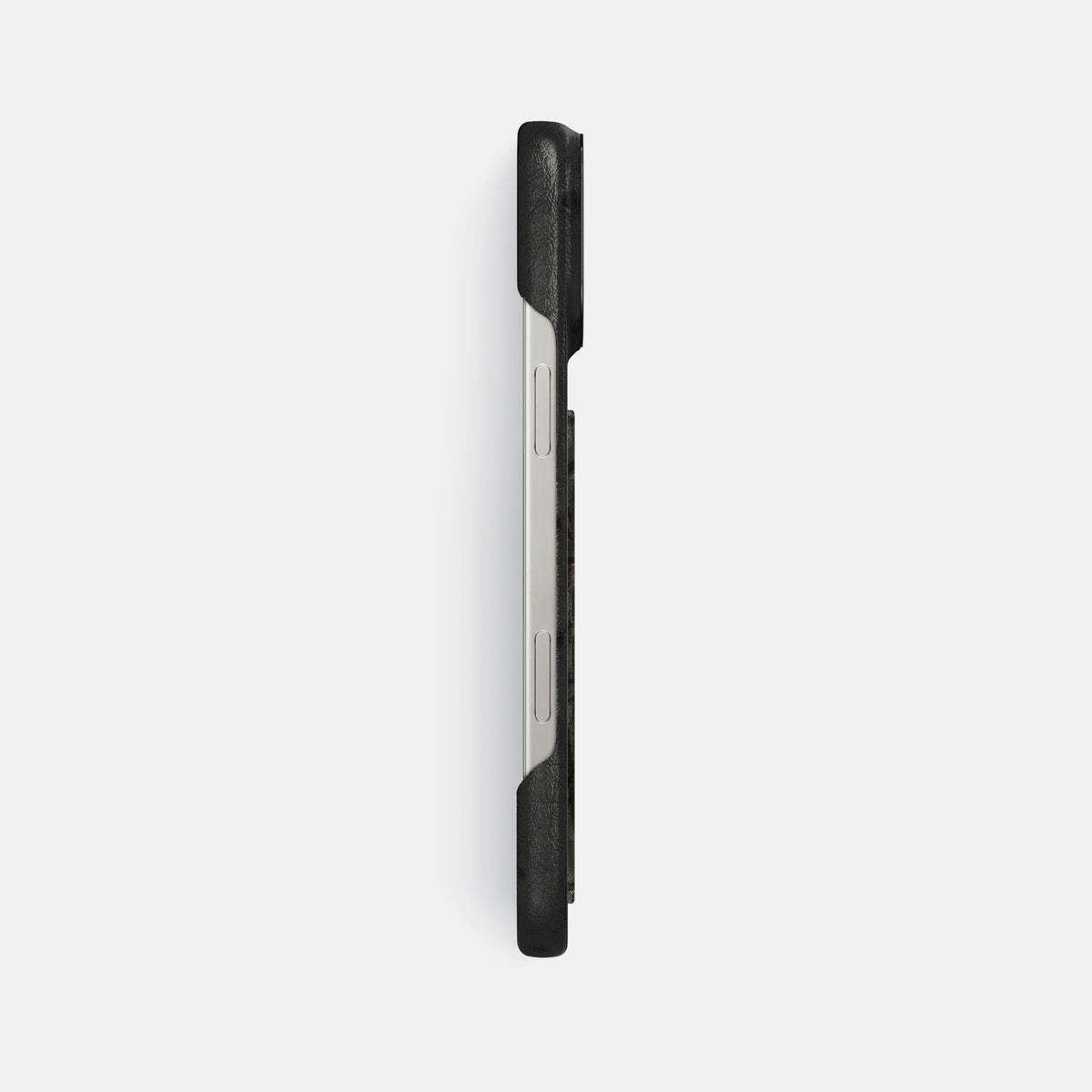 Black iPhone 16 Pro Max Classic Case Ostrich with Black Metal -3 | Black-Black