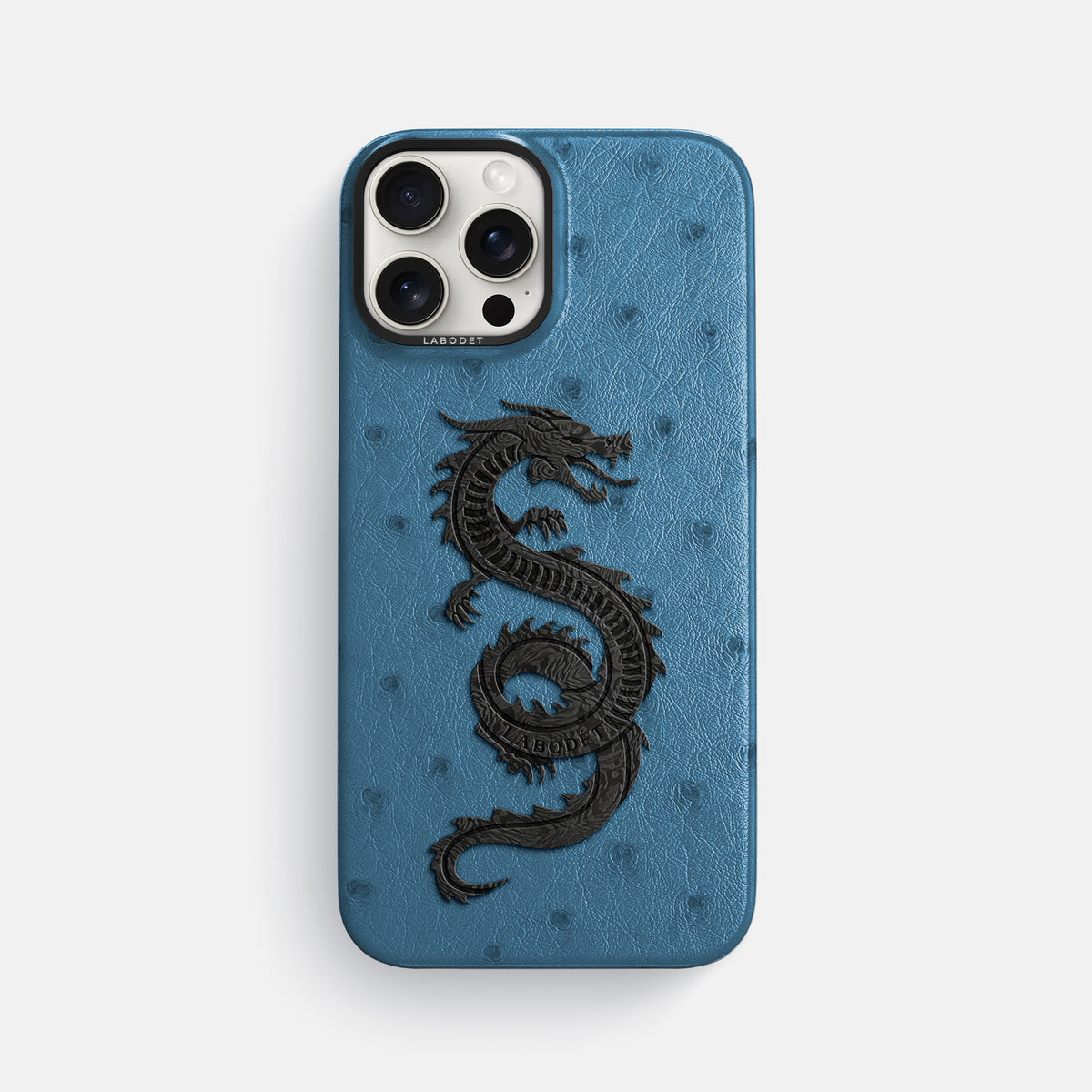 Blue-Jeans iPhone 16 Pro Max Classic Case Ostrich with Black Metal -1 | Blue-Jeans-Black