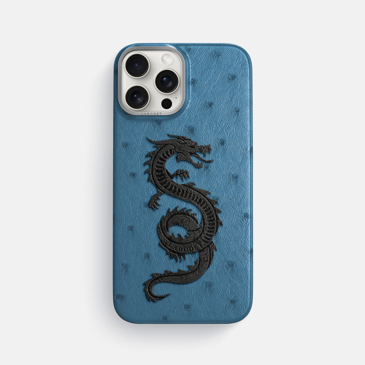 Blue-Jeans iPhone 16 Pro Max Classic Case Ostrich with Steel Metal -1 | Blue-Jeans-Steel